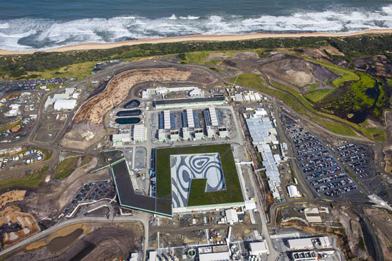 L'usine de dessalement d'eau de mer de Melbourne vue du ciel 