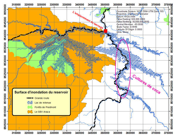 Araza, surface d'inondation du rservoir