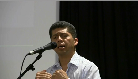 Pablo Fajardo, avocat des plaignants lors de son intervention au Comit des droits de l'homme  Genve le 26 juin 2014.