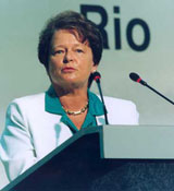 Gro Harlem Brundtland  la Confrence des Nations-Unies pour l'environnement et le dveloppement de 1992, dite Sommet de Rio.