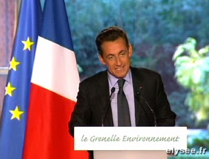 Monsieur Nicolas Sarkozy, Prsident de la Rpublique, lors de son discours  l'occasion de la restitution des conclusions du Grenelle de l'Environnement